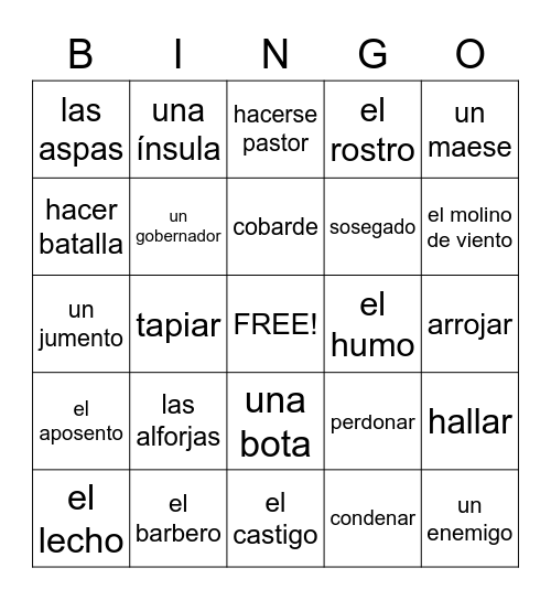 Don Quijote Bingo Card
