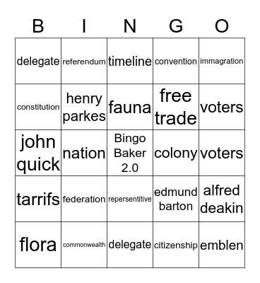 Bingo Baker Bingo Card