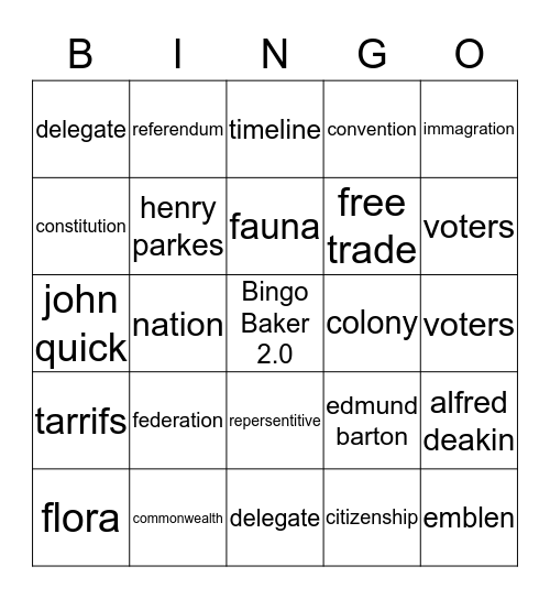 Bingo Baker Bingo Card