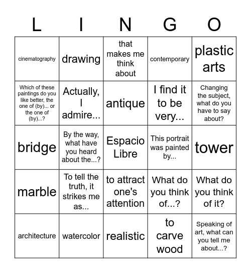 Arte #2 Bingo Card