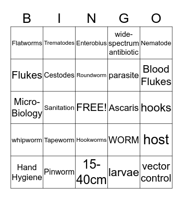 Helminth Bingo Card