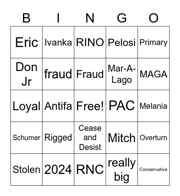 Trump Bingo Card
