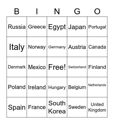World Bingo Card