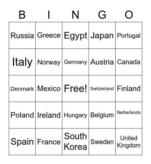 World Bingo Card