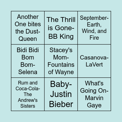 Music Bingo Card