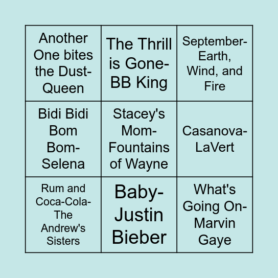 Music Bingo Card