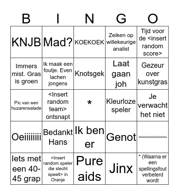 VBL-Live Bingo Card