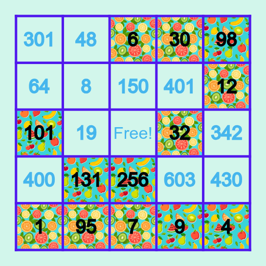 WIC Nutrition Bingo Card