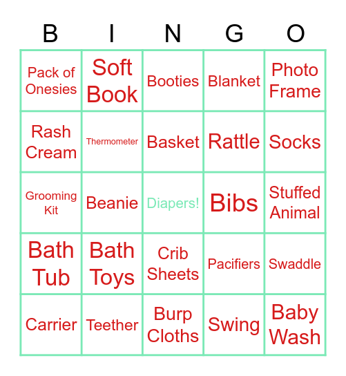 Baby Bingo! Bingo Card