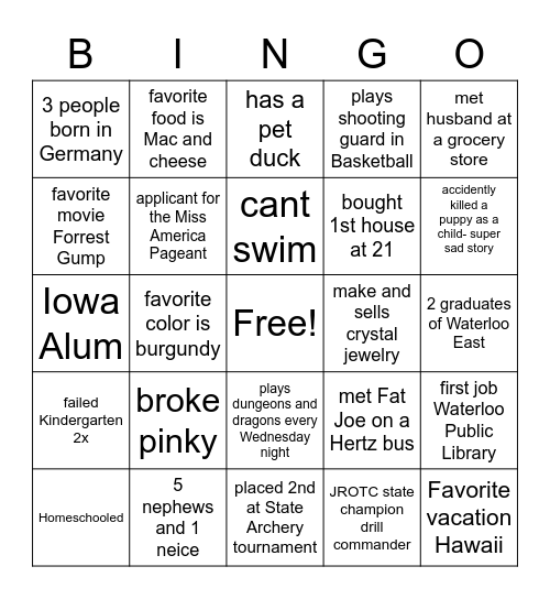 Get to Know Ansborough Bingo Card