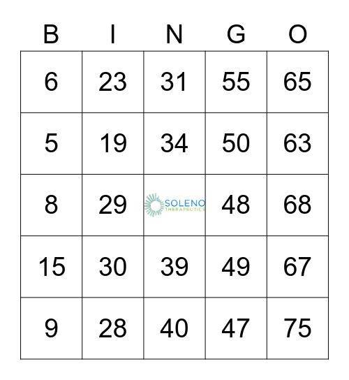 Soleno Virtual Happy Hour Bingo Card