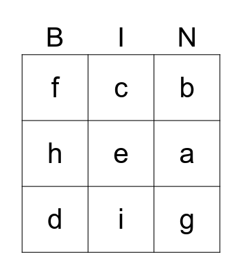 Alphabet Bingo Card