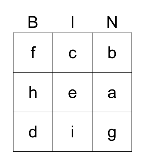 Alphabet Bingo Card