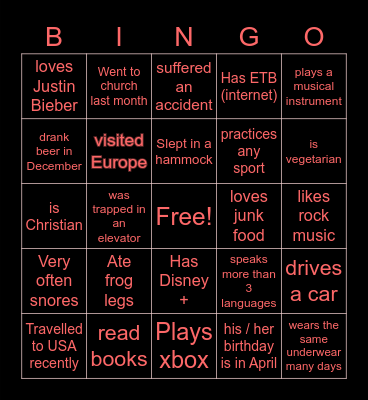 T6 Bingo Card