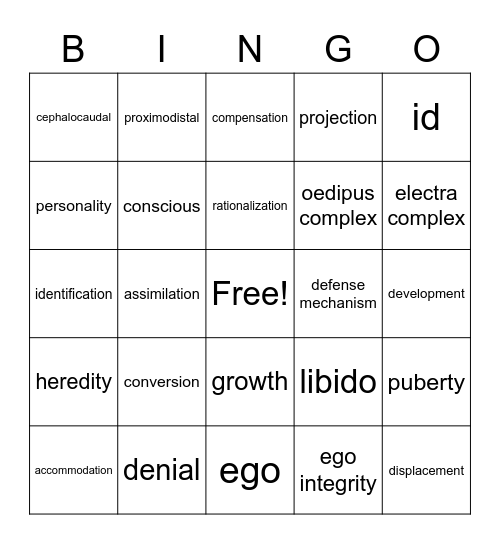 chapter 5 theories of Growth and development Bingo Card