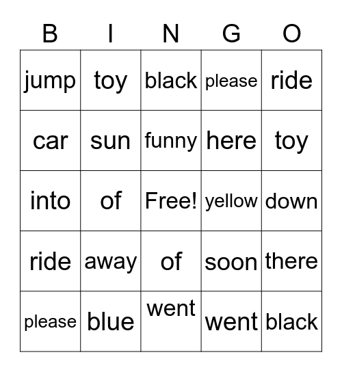 Sight Word Bingo! Bingo Card