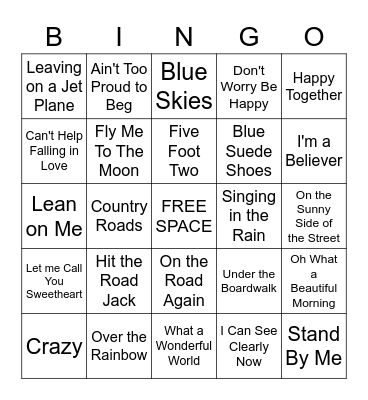 Song Bingo Card