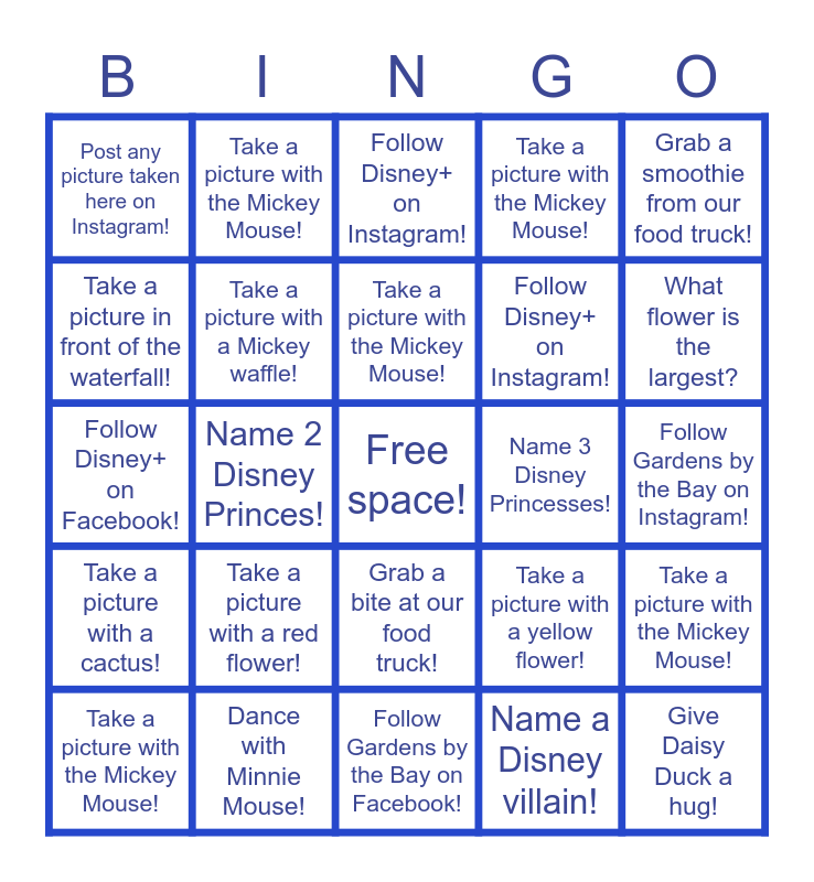 Mickey Mouse Clubhouse Bingo Card