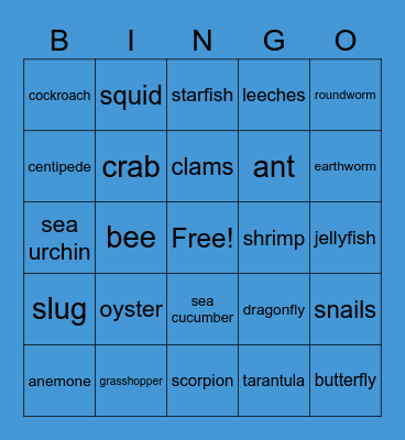 ANIMALS Bingo Card