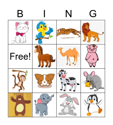 Animals BINGO Card