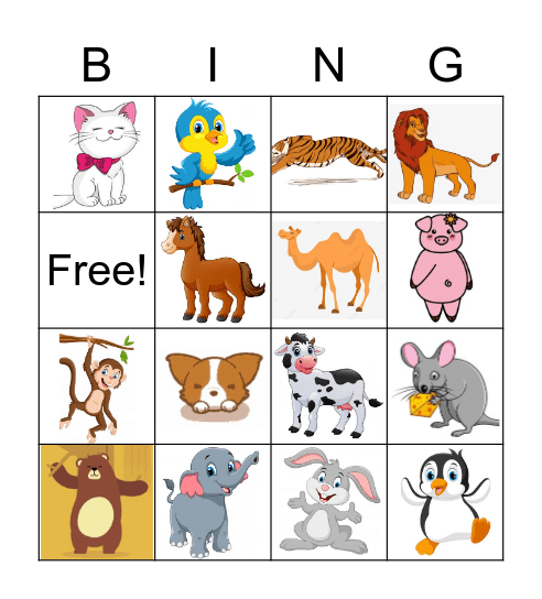 Animals BINGO Card
