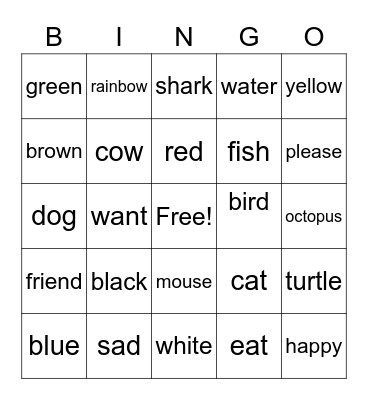 American Sign Language Bingo Card