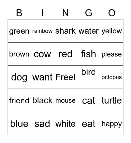 American Sign Language Bingo Card