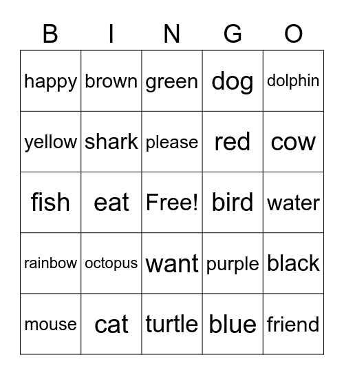 American Sign Language Bingo Card