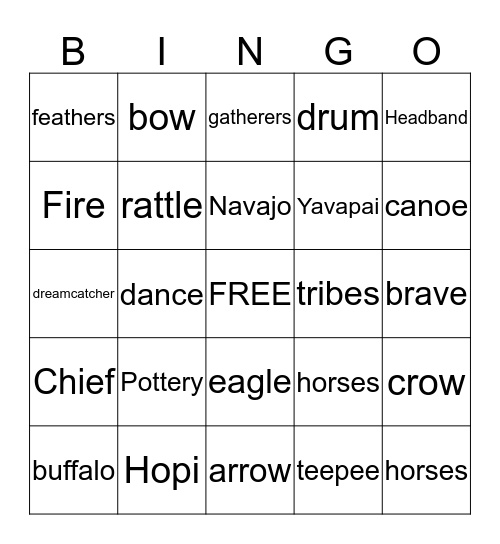 Native Bingo Card