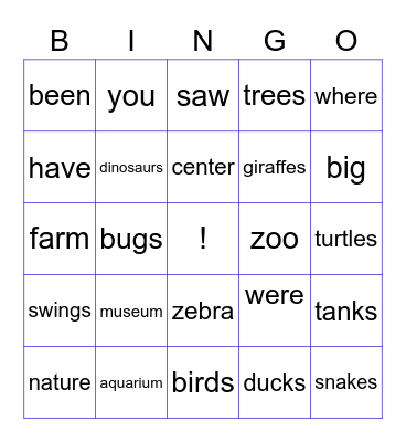 where have you been Bingo Card