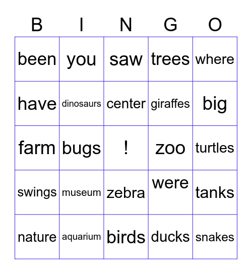 where have you been Bingo Card