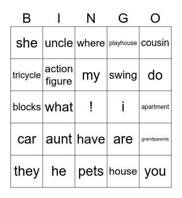 unit 3 Bingo Card