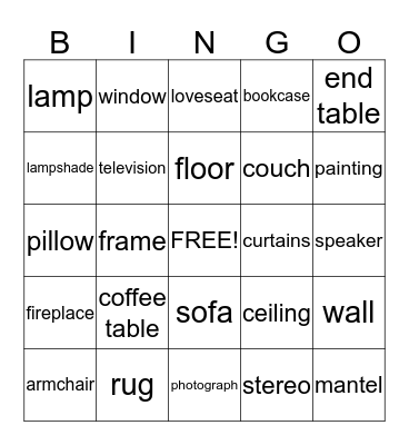 Living Room Bingo Card