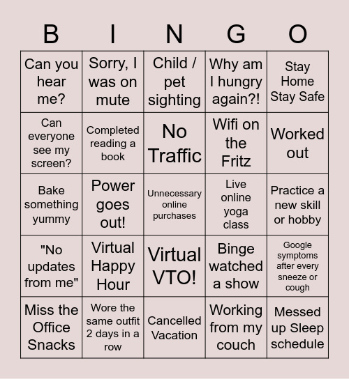 WFH Bingo Card