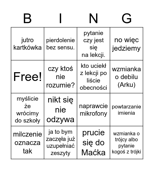 Bingo matematyka Bingo Card