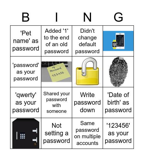 Password Bingo Card