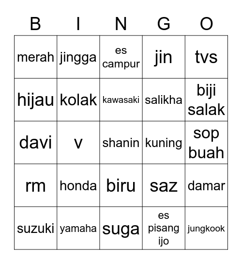 salikha Bingo Card
