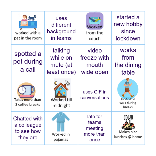 USP Remote Working Bingo! Bingo Card