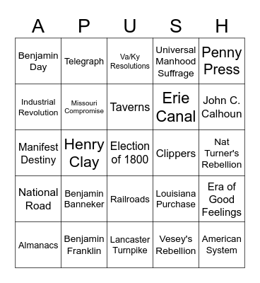 Period 4 (A) Bingo Card