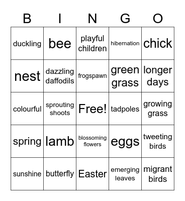 Spring - 2021 Bingo Card