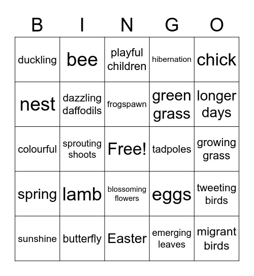 Spring - 2021 Bingo Card