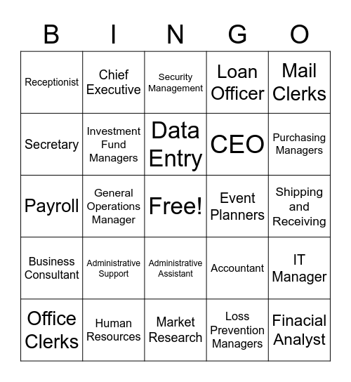 Business Management and Administration Bingo Card