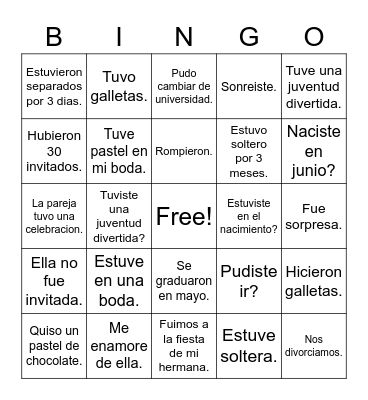 Las fiestas Bingo Card