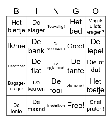 Bingo feest Kookoovaya Bingo Card