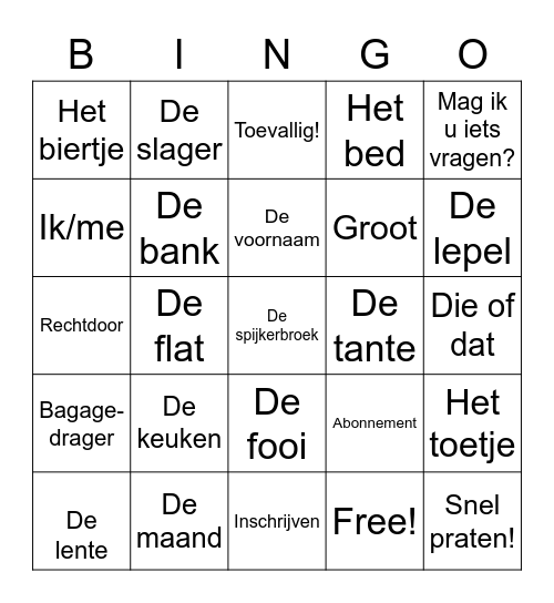 Bingo feest Kookoovaya Bingo Card