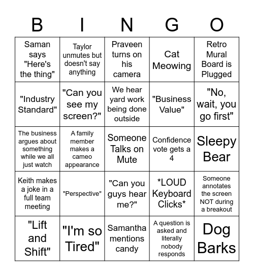 Pi Planning Bingo Card