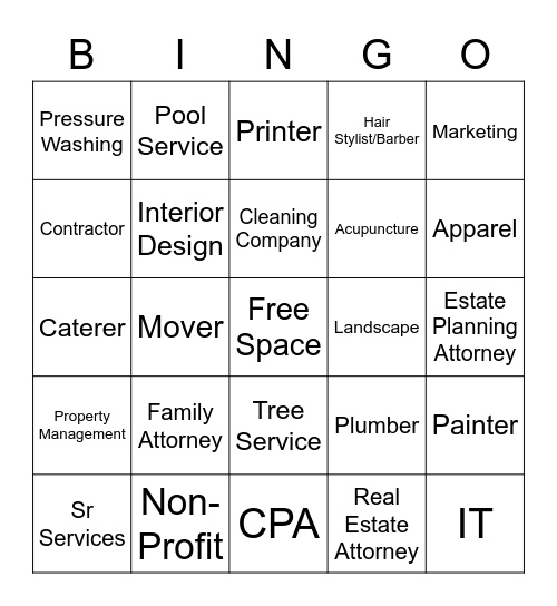 BNI Bingo Card