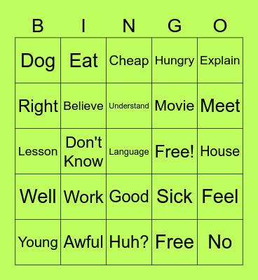 Part 2 Bingo Card