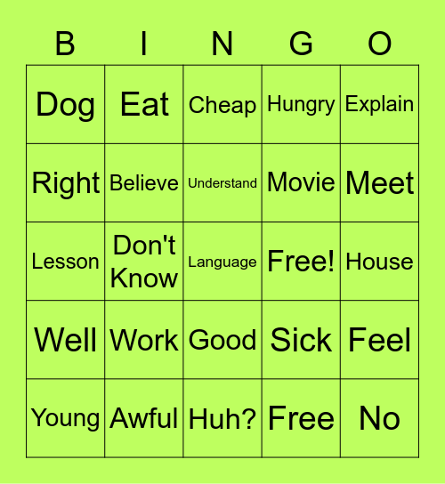 Part 2 Bingo Card