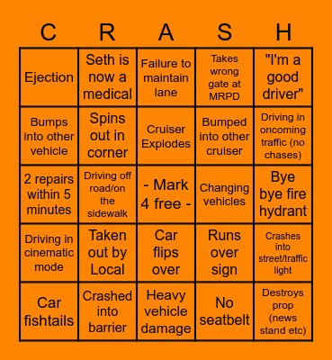 Seth 10-50 Bingo Card